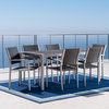 GDF Studio 7-Piece Coral Bay Outdoor Aluminum Dining Set With Wicker Top