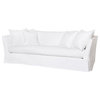 Seda Denim Feather Down Slip Cover Sofa, White Cotton, 100"