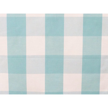 Light Turquoise/ White Gingham Checks Cotton Fabric By The Yard, Shower Curtain