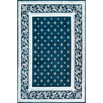 Acanthus French Border, Navy/Blue, 8'x10'