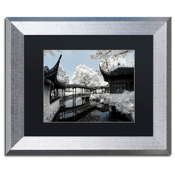 Philippe Hugonnard 'Winter Bridge' Art, Silver Frame, Black Matte, 14"x11"
