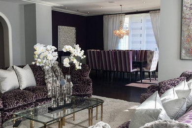 Inspiration for a contemporary living room remodel in Chicago with gray walls
