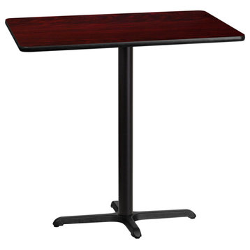 30''x42'' Mahogany Laminate Table Top,23.5''x29.5'' Bar Height Table Base