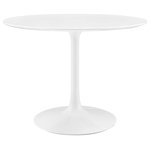 Lexmod - Lippa Round Wood Top Dining Table, White, 40" - Let modern inspiration flow while gathered around the Lippa 48" Round Dining Table. Perfect for entertaining family and friends or everyday dining, this pedestal table comfortably seats four. Its round tabletop is crafted with MDF with a high gloss finish and beveled edge for a contemporary yet timeless design. Embodying an iconic mid-century silhouette, this pedestal dining table floats on a sleek tapered metal pedestal base with a chip-resistant lacquered finish. Includes non-marking felt pad to protect flooring. Assembly required.
