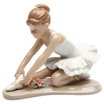 Ballerina Girl, A White Dress Stretching Figurine