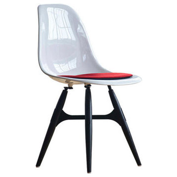 ZigZag Chair, Ivory, Black Powder-Coated Metal Cross, Stained Black Wood