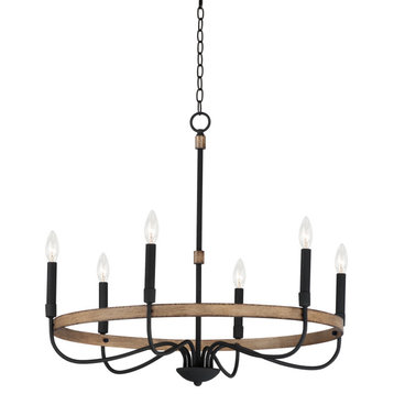 Franklin 6-Light Chandelier in Driftwood with Black