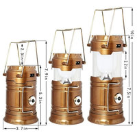 Solar Powered Camping Lantern, Solar LED Camp Light & Handheld Flashlight, Gold