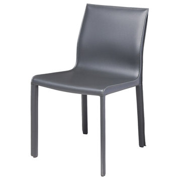 Colter Leather Covered Dining Chair, Dark Gray
