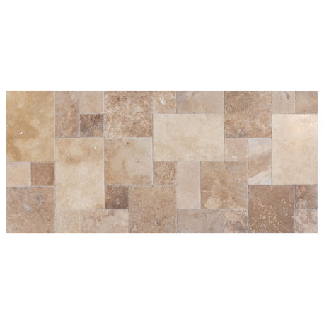 Volcano Antique Pattern Travertine Tile Brushed, Chiseled -128 sqft-boxed