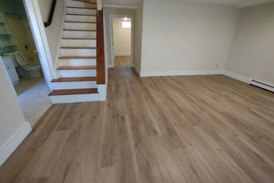 Elegant walk-out laminate floor basement photo