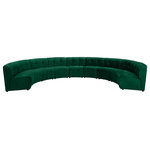 Meridian Furniture - Limitless Velvet Upholstered 9-Piece Modular Sectional, Green - Invest in your home's comfort with this Limitless 9 Piece Sectional. This modular unit offers tons of flexibility in the number of ways that you can put each piece in the Limitless collection together to get the ideal customized look. Upholstered in green velvet, this beautiful piece is soft and cool to the touch, so you can feel comfortable from every angle. Button and channel tufting add to this unit's upscale look and contemporary charm.