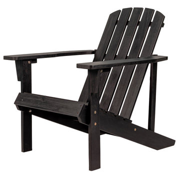 Westport Outdoor Patio Traditional Acacia Wood Adirondack Chair, Black