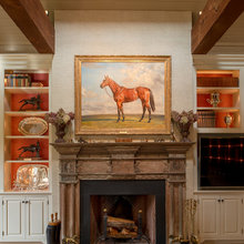 bookcase with fireplace
