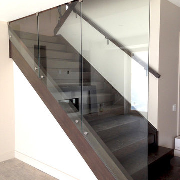 Glengowan residence basement staircase railing and glass wall