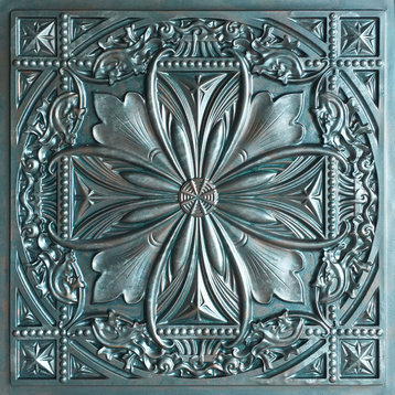 Milan Faux Tin Ceiling Tile - 24 in x 24 in, Pack of 10, #DCT 10, Patina