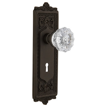 Egg & Dart Plate With Crystal Knob, Oil-Rubbed Bronze