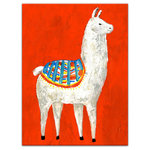 DDCG - Alpaca on Orange Background Print on Canvas - This canvas features an alpaca on red-orange background to help you infuse eye-catching designs into your home.   Made ready to hang for your home, this wall art is durable and lightweight. The result is a stunning piece of wall art you will love. Made to order.