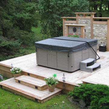 Multi tiered cedar deck