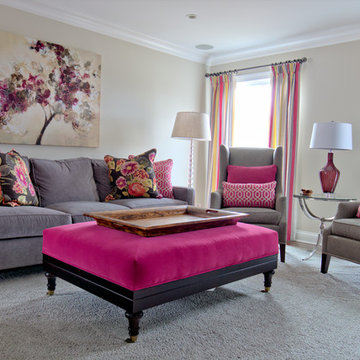 Wheaton Transitional Family Room - Pretty in Pink