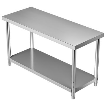 VEVOR Stainless Steel Work Prep Table Commercial Food Prep Table 60x24x34in