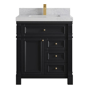 Paris 30 in. W x 22 in. D Single Sink Bathroom Vanity | Black