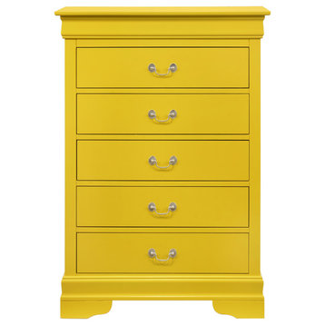 Louis Phillipe Yellow 5 Drawer Chest of Drawers (33 in L. X 18 in W. X 48 in...