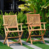 Amazonia London 2-Piece Folding Armchair Set | Certified Teak | Ideal for Patio