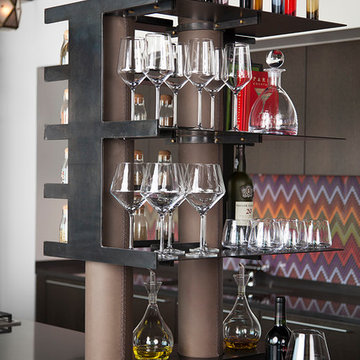 W Penthouse Kitchen Detail with Leather-Wrapped Pipes