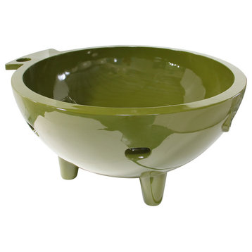 Green FireHotTub The Round Fire Burning Portable Outdoor Hot Bath Tub