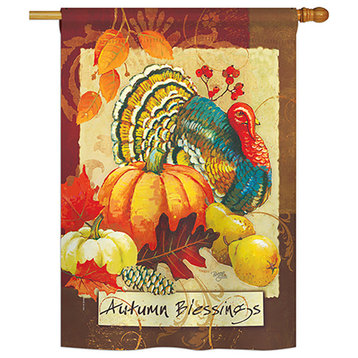 Autumn Blessings Turkey Fall, Seasonal House Flag 28"x40"