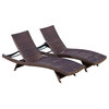 Olivia Outdoor Wicker Chaise Lounge Chairs, Set of 2, Multi Brown