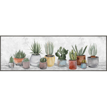 "Colored Plant Pots" Floater Framed Painting Print on Canvas