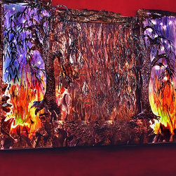 8 Foot Wide Fire and Rain Wall Fountain - Indoor Fountains