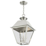 Livex Lighting - Wentworth 3 Light Brushed Nickel Outdoor Large Pendant Lantern - With its appealing brushed nickel finish and clear glass, the stunning Mansfield collection will make an elegant addition to any outdoor space. Formed from solid brass & traditionally inspired, this three-light outdoor large pendant is perfect for your entry way. Combining superb craftsmanship and affordable price, this fixture is sure to be a timeless addition to your home.