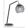 1-Light Desk Lamp, Graphite/Matte Black Finish, 6" Smoke Ribbed Glass