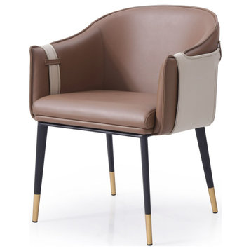 Modrest Calder Modern Brown and Beige Vegan Leather Dining Chair