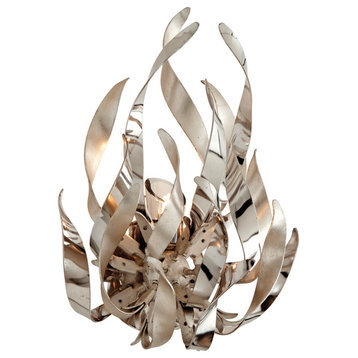 Graffiti Wall Sconce With Silver Leaf and Smoked Crystal Diffuser, 10"