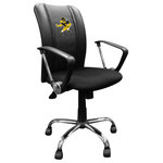 Dreamseat - Iowa Hawkeyes Football Herky Task Chair With Arms Black Mesh Ergonomic - The Curve Chair is perfect for your home office or poker table. Designed with an ergonomic curved back and a commercially rated base the Curve is designed for hours upon hours of comfortable and maintenance free use. The patented XZipit system provides endless logo options on the front of the chair and allows you to showcase your favorite team or interest.