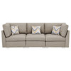 Amira Beige Linen Fabric Sofa Couch with Pillows