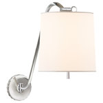 Visual Comfort & Co. - Understudy Sconce in Polished Nickel with Silk Shade - The Understudy Sconce by Barbara Barry is a truly transitional light that works in both modern and traditional spaces. Subtle scalloped detailing and graceful curves pair with a generous linen or silk shade for an elegant look. Available in a variety of finishes, the Understudy adds a refined touch to bedrooms, bathrooms and dressing rooms.