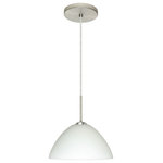 Besa Lighting - Besa Lighting 1JT-420107-LED-SN Tessa - One Light Cord Pendant with Flat Canopy - Tessa has a classical bell shape that complementsTessa One Light Cord Bronze White Glass *UL Approved: YES Energy Star Qualified: n/a ADA Certified: n/a  *Number of Lights: Lamp: 1-*Wattage:75w A19 Medium base bulb(s) *Bulb Included:No *Bulb Type:A19 Medium base *Finish Type:Bronze