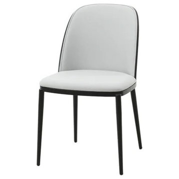 Dining Chair, Steel Frame With Padded Seat & Curved Back, Black/Platinum Blue