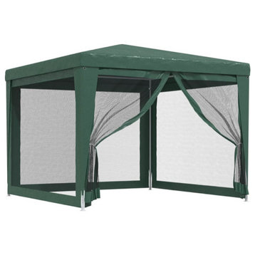 vidaXL Gazebo Outdoor Party Tent with 4 Mesh Sidewalls Green 9.8'x9.8'HDPE