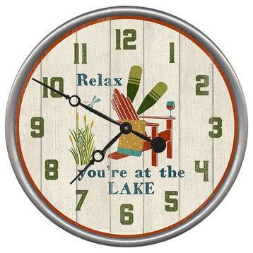 18" Rustic Relax at the Lake Wall Clock