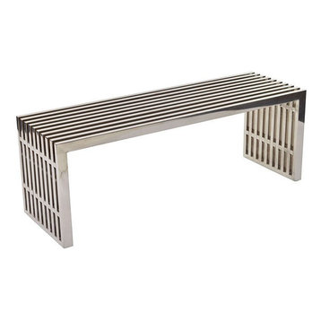 Gridiron Stainless Steel Bench, H16.5xw55"xd15.7