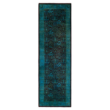 Fine Vibrance, One-of-a-Kind Hand-Knotted Area Rug Black, 2' 7" x 8' 3"