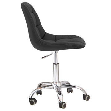 Rochelle Office Chair Black Leatherette Stainless Steel Adjustable Height Base