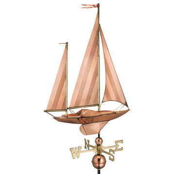 Large Sailboat Weathervane, Pure Copper
