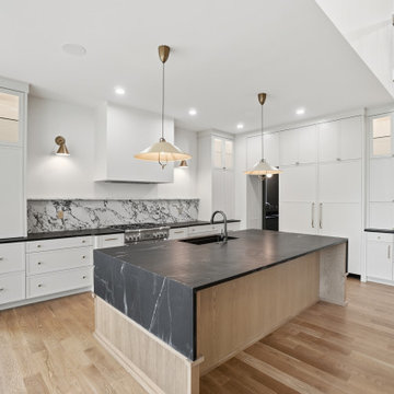 Custom Frameless Kitchen Paint and stain combination-skinny shaker